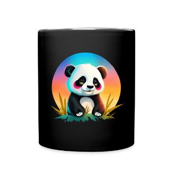 Ein süßes Panda Bär a cute baby Panda Bear - Full Colour Mug - black - Front