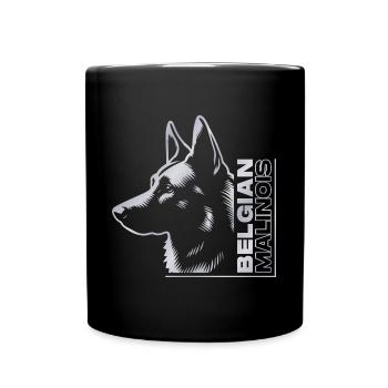 Malinois, Dog Head, Drawing Portrait Silver - Full Colour Mug - black - Front