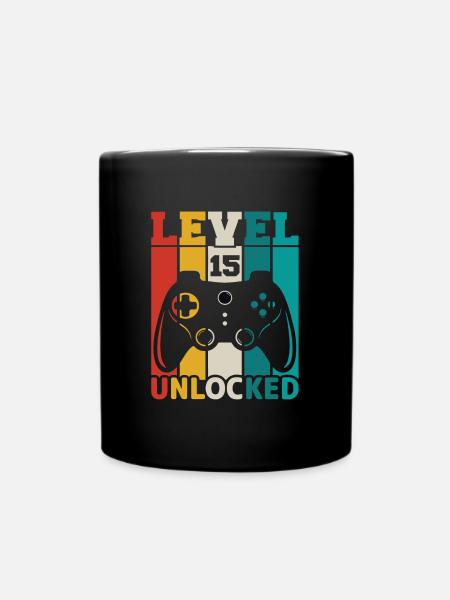 Level 15 unlocked - Tasse einfarbig - Schwarz