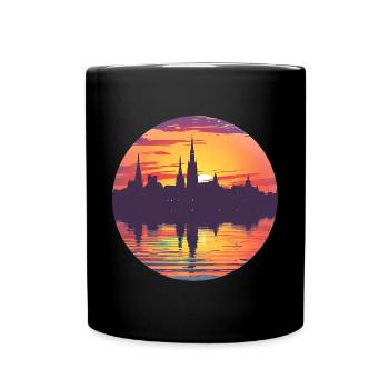Wiesbaden Skyline - Tasse einfarbig - Schwarz - Vorne