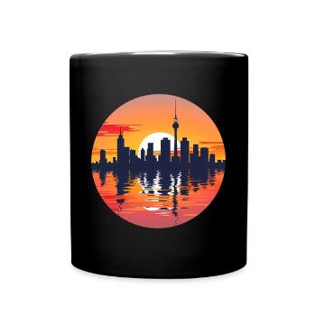Gelsenkirche Skyline - Tasse einfarbig - Schwarz - Vorne