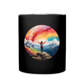 Nix wie raus - in die Natur - auf die Berge - Tasse einfarbig - Schwarz - Vorne