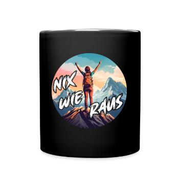 Nix wie raus in die Natur auf die Berge wandern - Tasse einfarbig - Schwarz - Vorne