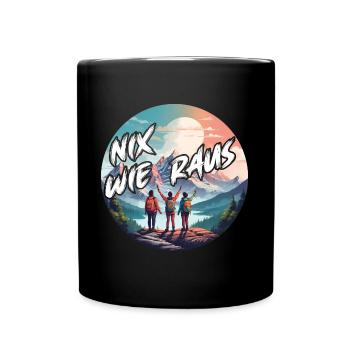 Nix wie raus mit der Familie in die Natur Wandern - Tasse einfarbig - Schwarz - Vorne