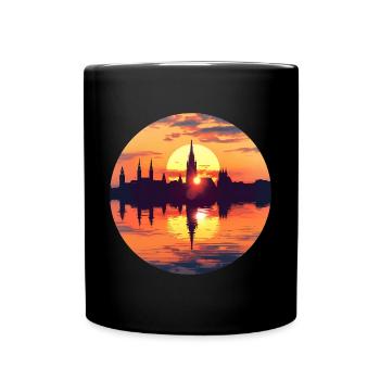 Schwerin Skyline - Tasse einfarbig - Schwarz - Vorne