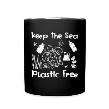 Gardez la mer sans plastique tortue Motif - Mug uni - noir - Devant