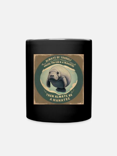 Sei Du selbst oder sei ein Manatee Lebensweisheit - Tasse einfarbig - Schwarz