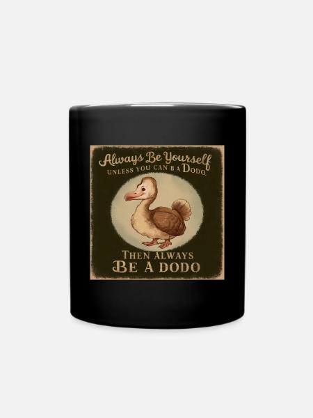 Sei Du selbst oder sei ein Dodo Vintage Design - Tasse einfarbig - Schwarz
