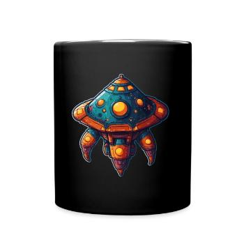 Imaginative Spaceship Flying Saucer - Full Colour Mug - black - Front