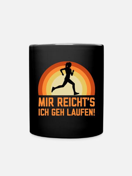 Mir reichts ich geh Laufen lustige Sport Sprüche - Tasse einfarbig - Schwarz