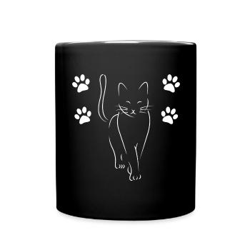 A Cat with Paws eine Katze mit Pfoten - Tasse einfarbig - Schwarz - Vorne