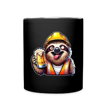 Sloth Construction Worker With Beer Drunk Funny - Full Colour Mug - black - Front
