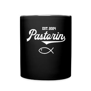 Pastorin seit 2024 Pfarrerin Priesterin Kirche - Tasse einfarbig - Schwarz - Vorne