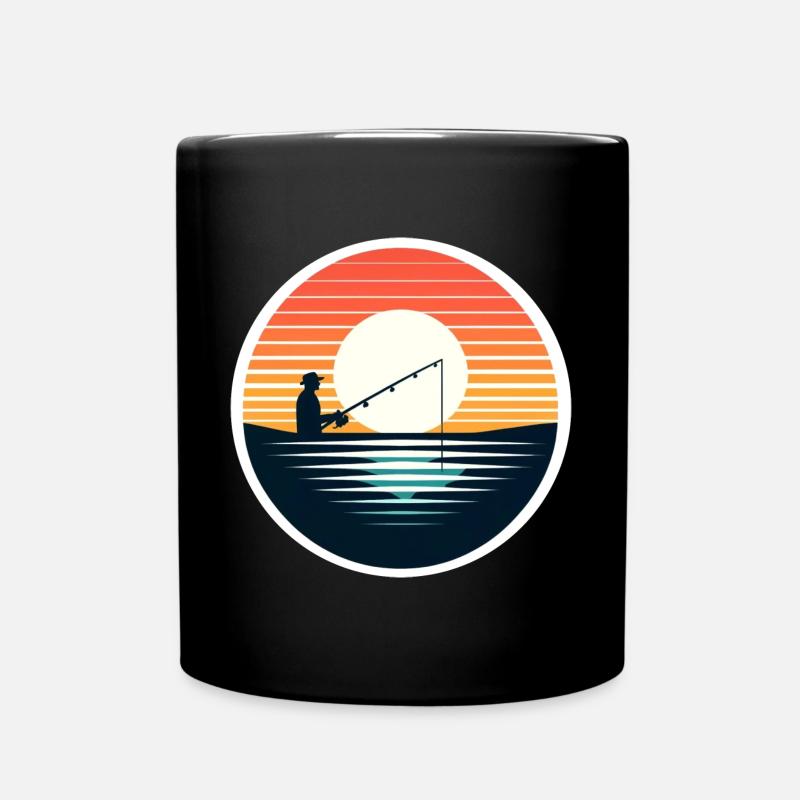 Angeln Angler Fischen Retro - Tasse einfarbig - Schwarz