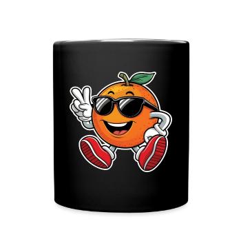 Lustiges Orangenfrucht Geschenk - Tasse einfarbig - Schwarz - Vorne