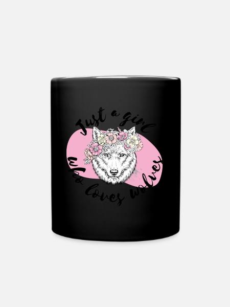 Just a girl who loves wolves - Full Colour Mug - black