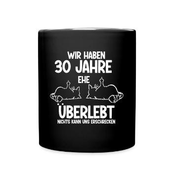 30 Jahre Ehe überlebt Perlen Hochzeit Hochzeitstag - Tasse einfarbig - Schwarz - Vorne