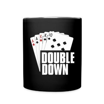 Poker Leidenschaft Double Down Karten Motiv - Tasse einfarbig - Schwarz - Vorne