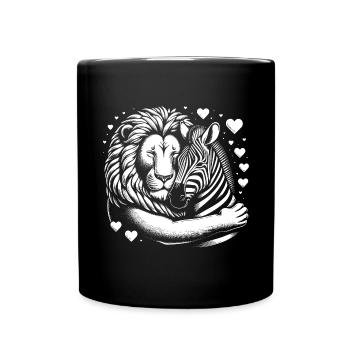 Leo and Zebra Love and Friendship - Full Colour Mug - black - Front