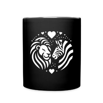 Leo and Zebra Love and Friendship - Full Colour Mug - black - Front