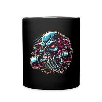 Crâne avec Pentagramme Entraînement Haltère Musculation - Mug uni - noir - Devant
