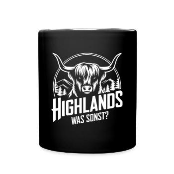 Highlands was sonst Schottisches Hochlandrind - Tasse einfarbig - Schwarz - Vorne