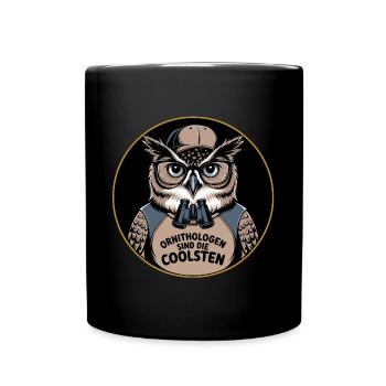 Ornithologists are the coolest funny owl - Full Colour Mug - black - Front