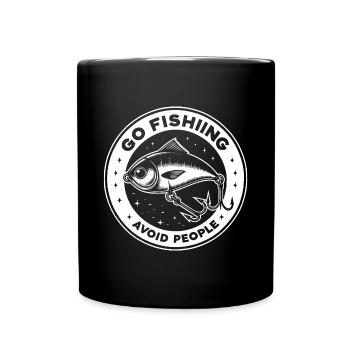 Go fishing, avoid people, rest by the water - Full Colour Mug - black - Front