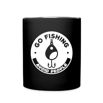 Go fishing, avoid people, rest by the water - Full Colour Mug - black - Front