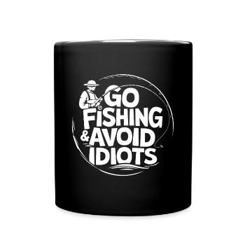 Go fishing, avoid people, rest on the water. Verm - Full Colour Mug - black - Front