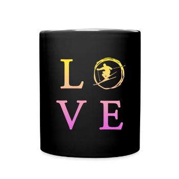 Love Skifahren ski fahren - Tasse einfarbig - Schwarz - Vorne