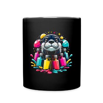 Drôle de loutre avec beaucoup de couleurs vives - Mug uni - noir - Devant