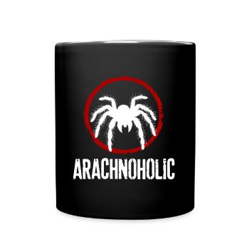 Arachnoholic big hairy tarantula silhouette - Full Colour Mug - black - Front
