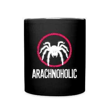 Arachnoholic big hairy tarantula silhouette - Full Colour Mug - black - Front