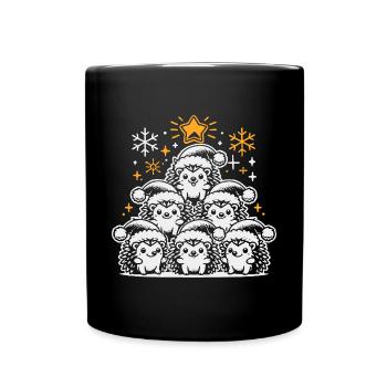 Igel Weihnachten - Tasse einfarbig - Schwarz - Vorne