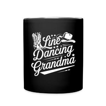 Line Dancing Granny Country Dance - Grandma Dances - Full Colour Mug - black - Front