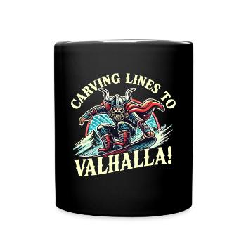 Carving Lines To Valhalla Viking Snowboard Odin - Tasse einfarbig - Schwarz - Vorne