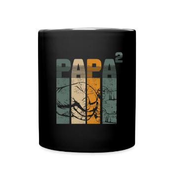Papa Vater von 2 zwei Zweiten Kindern Zwillinge - Tasse einfarbig - Schwarz - Vorne