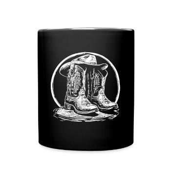 Country Music Dance and Line Dance Boots Stetson - Full Colour Mug - black - Front
