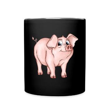 Schwein Sarah - Tasse einfarbig - Schwarz - Vorne