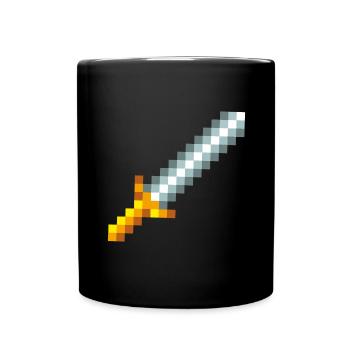 Retro 8-bit pixel sword - Full Colour Mug - black - Front