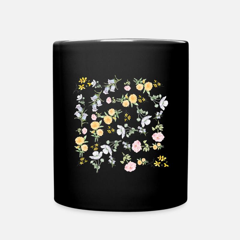 Fleurs d'aquarelle Vintage - Mug uni - noir
