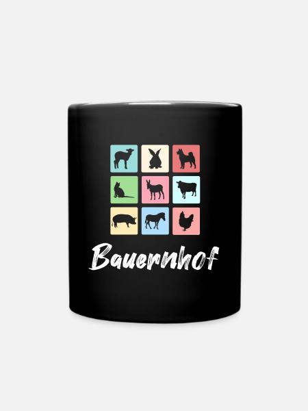 Bauernhof Tiere - Tasse einfarbig - Schwarz