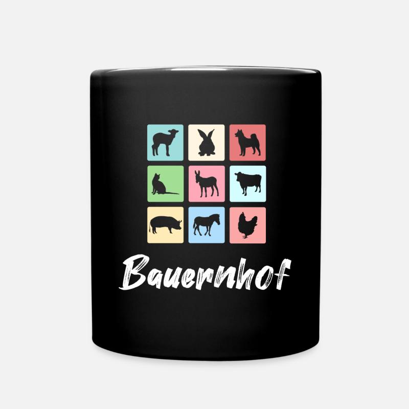 Bauernhof Tiere - Tasse einfarbig - Schwarz