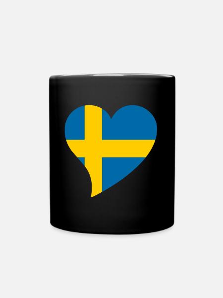 Herz für Schweden - Tasse einfarbig - Schwarz