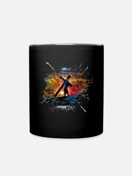 Christen Religion Kirche Glauben Kreuz Motiv - Tasse einfarbig - Schwarz