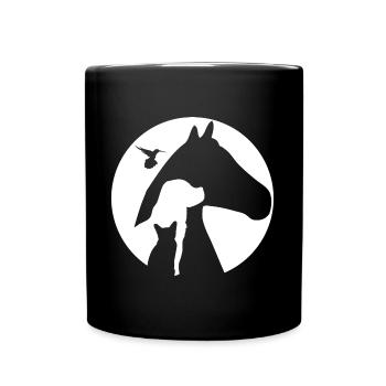 Pferd Hund Katze Kolibri Tierschützer Geschenk - Tasse einfarbig - Schwarz - Vorne