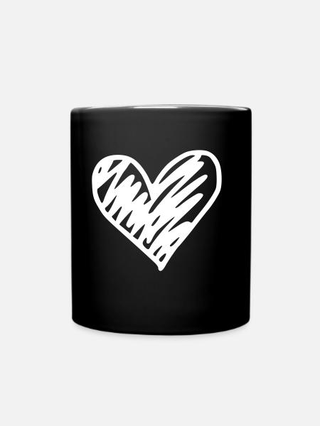 Heart Emoji Sketch - Full Colour Mug - black