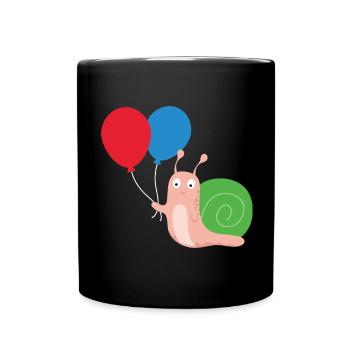 Schnecke mit Luftballons - Tasse einfarbig - Schwarz - Vorne