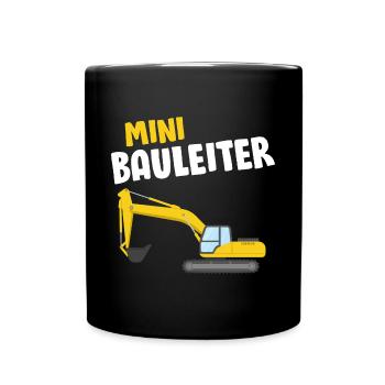 Baggerfahrer - Lustiges Bagger Bauleiter - Tasse einfarbig - Schwarz - Vorne